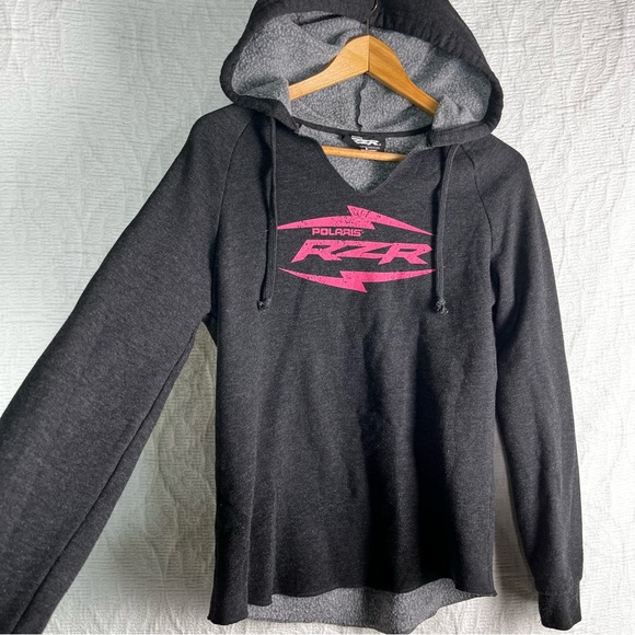 Polaris Womens Small S RZR Lightweight Hoodie Grey Fleece Pullover Hooded Jacket - Picture 7 of 16